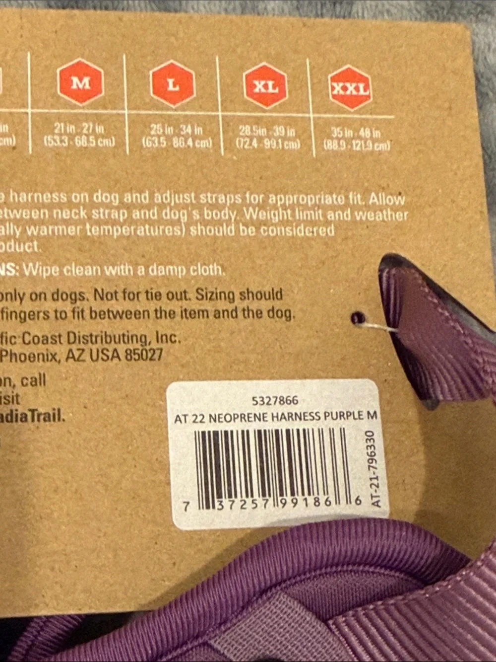 Arcadia Trail Neoprene Purple No-Pull Dog Harness with Metal D-Ring